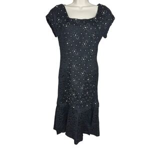 Elegant Black Sequined Lace Evening‎ Dress Women’s Size Small